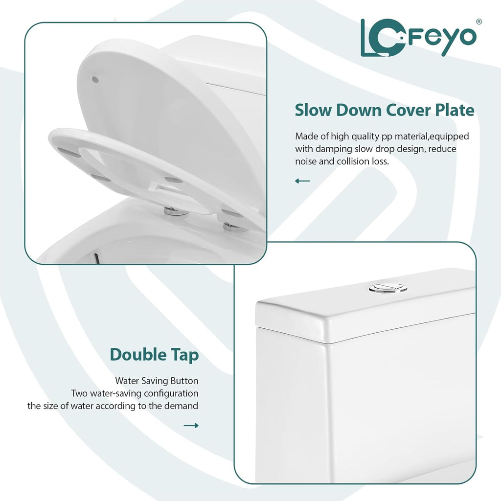 Elongated Dual Flush Toilet 0.8/1.28 GPF One Piece Toilet Compact Toilet Quick Flush Toilet With Comfortable Seat Hight Powerful Quick Modern Standard White Bathroom Toilet LOF-T1024