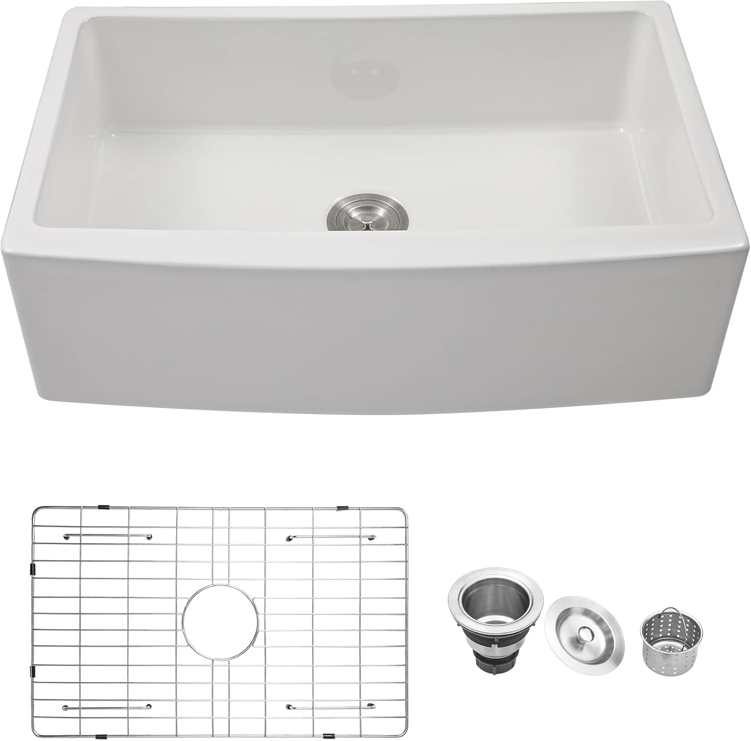 30 White Farm Sink- Lofeyo 30 Inch Kitchen Sink Apron Front White Ceramic Porcelain Fireclay Single Bowl Kitchen Farm Sink Basin