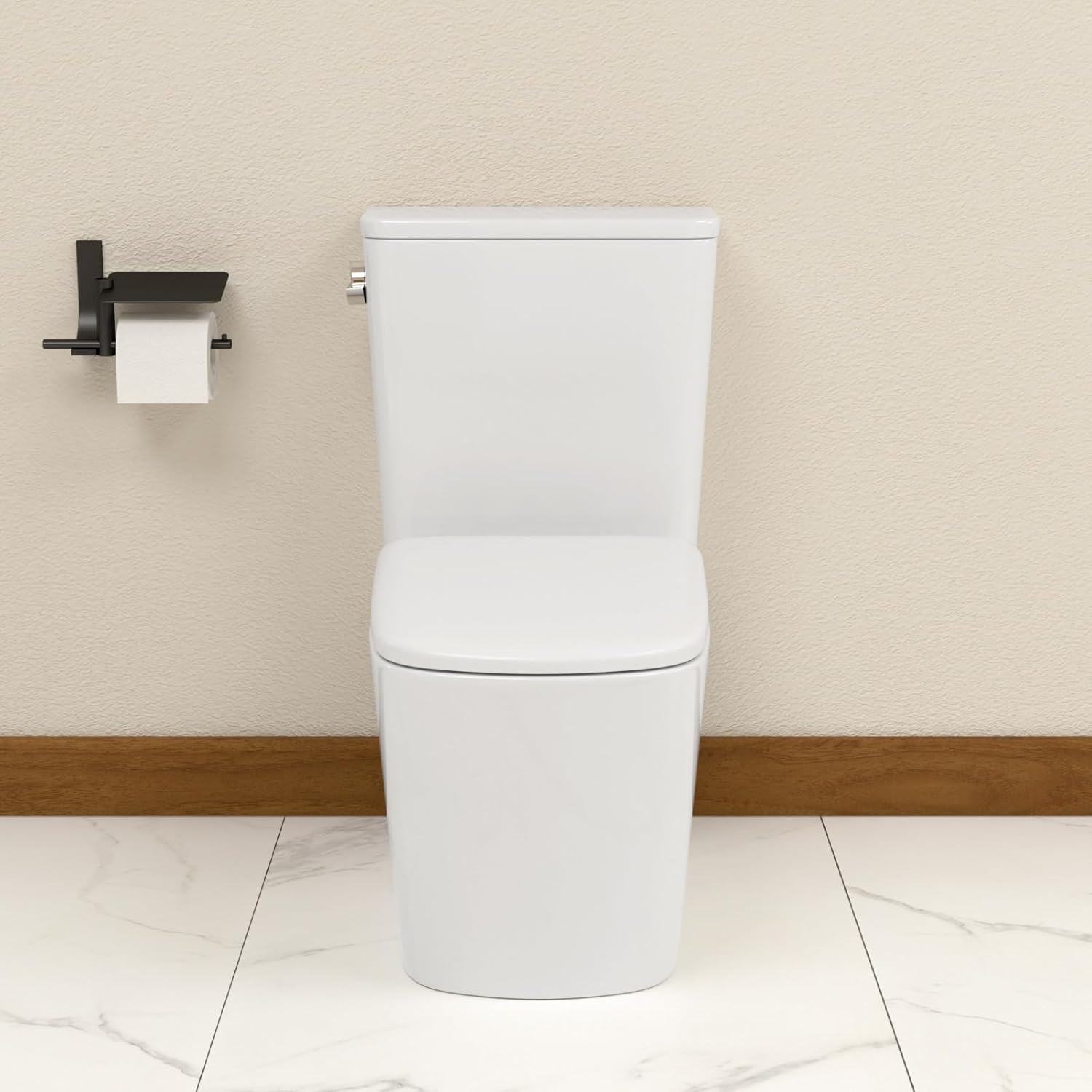 Elongated Dual Flush Toilet 0.8/1.28 GPF One Piece Toilet Compact Toilet Quick Flush Toilet With Comfortable Seat Hight Powerful Quick Modern Standard White Bathroom Toilet LOF-T1026