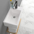 Wall Mount Sink, Lofeyo 18in x10in  Small Bathroom Sink Corner Sink Floating Vessel Sinks Rectangle White Small Vessel Sink For Bathroom Ceramic Porcelain Wall Hung Sink Rectangular Modern Vessel Sink