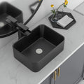 Black Bathroom Sink 16in x12in  Vessel Sink Rectangule Bowl Sinks for Bathrooms Ceramic Above Counter Rectangular Vessel Bathroom Sink Porcelain Modern Large Sink Basin Lavatory Vanity Matte Black