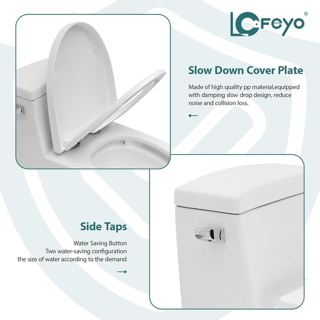 Elongated Dual Flush Toilet 0.8/1.28 GPF One Piece Toilet Compact Toilet Quick Flush Toilet With Comfortable Seat Hight Powerful Quick Modern Standard White Bathroom Toilet LOF-T1030