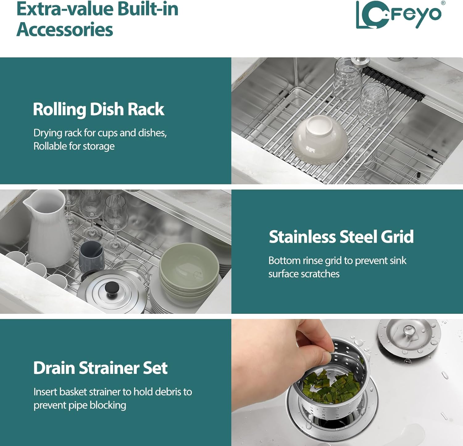27in x19in  Undermount Workstation Kitchen Sink 304 Stainless Steel 16 Gauge Single Bowl Under Counter Kitchen Ledge Handmade Contemporary Deep Sink Basin