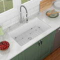 32in  White Undermount Kitchen Sink Lofeyo Farmhouse Fireclay Porcelain Single Bowl Sinks,Dual Mount Round Corner,32in x19in x10in ,LOF-LWFS3219
