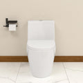 Elongated Dual Flush Toilet 0.8/1.28 GPF One Piece Toilet Compact Toilet Quick Flush Toilet With Comfortable Seat Hight Powerful Quick Modern Standard White Bathroom Toilet LOF-T1024