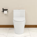Elongated Dual Flush Toilet 0.8/1.28 GPF One Piece Toilet Compact Toilet Quick Flush Toilet With Comfortable Seat Hight Powerful Quick Modern Standard White Bathroom Toilet LOF-T1031