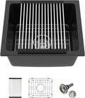 Black Undermount Kitchen Sink 18in x16in  Granite Composite Bar Sink Black Small Granite Sink Undermount Quartz Modern Under Counter Ledge Single Bowl Kitchen Sinks Basin Deep Sink,LOF-Q4542