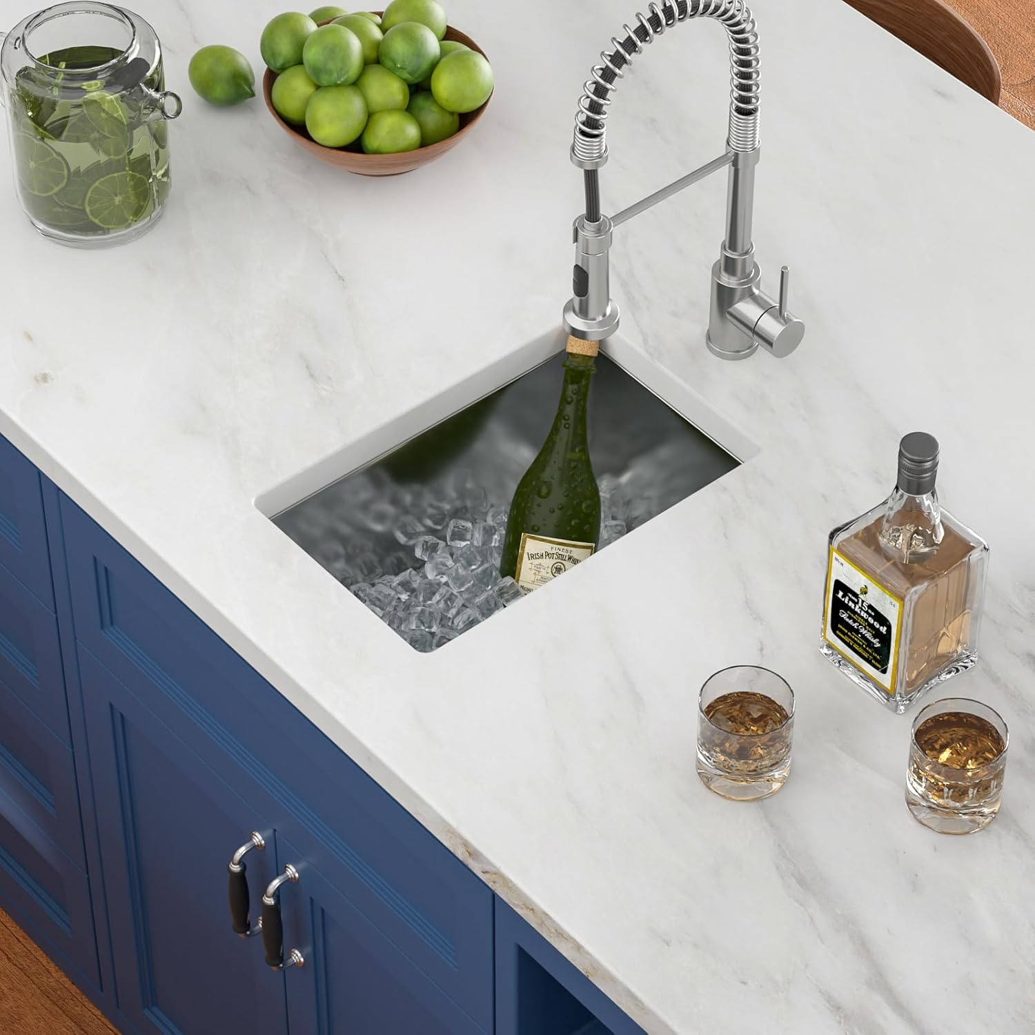10in  x 18in  Stainless Bar Sink Undermount Wet Bar Prep Sink Stainless Steel 16 Gauge Deep Handmade Single Bowl Undermount Kitchen Sink Basin