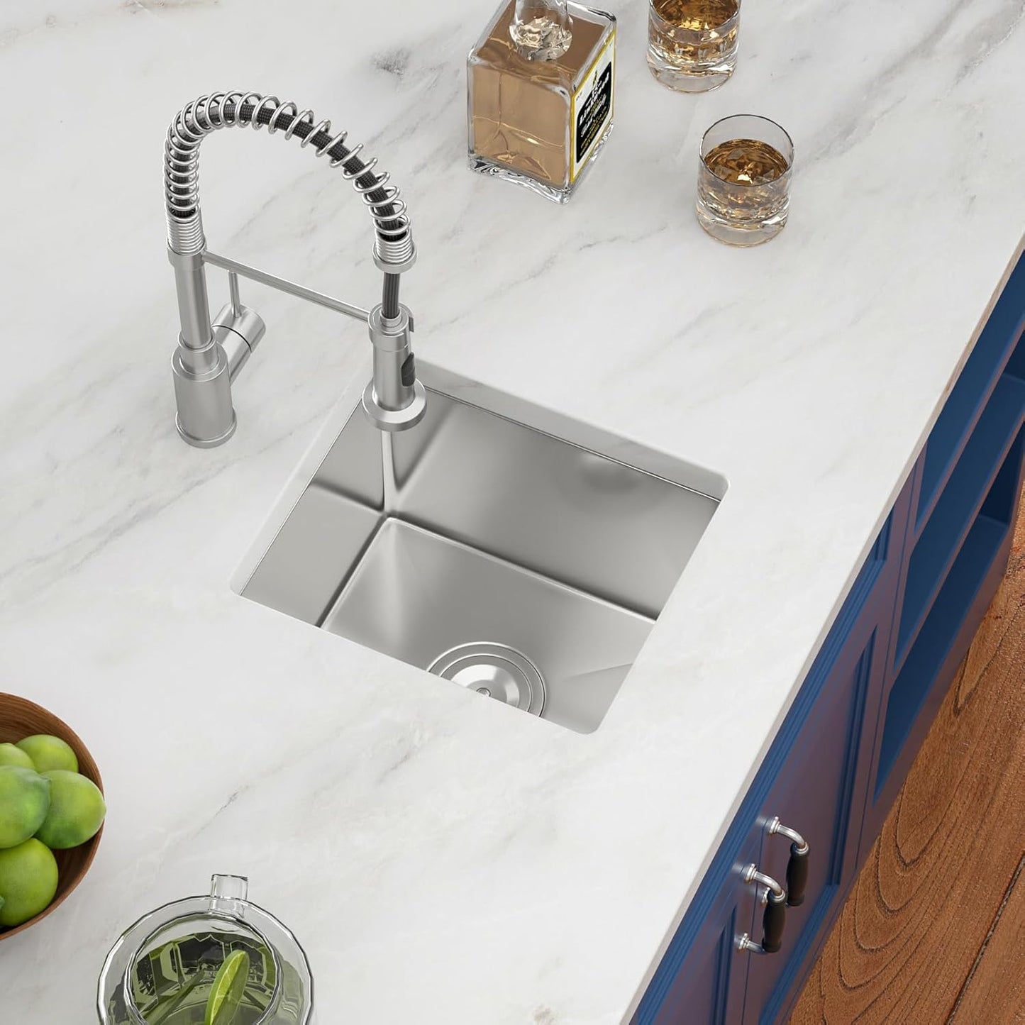 13in  x 15in  Bar Sink Undermount Kitchen Bar Sink Stainless Steel 16 Gauge Single Bowl Deep Undermount Bar Prep Sink Basin Rv Outdoor Garage