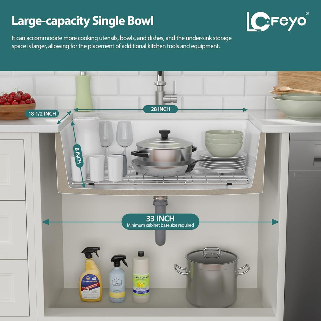 30 Farmhouse Kitchen Sink Lofeyo 30in x20in x9in  White Farmhouse Kitchen Sink Flat Apron Front White Ceramic Porcelain Fireclay Single Bowl Rectangular Farmer Sink Basin,LOF-LWFS30209