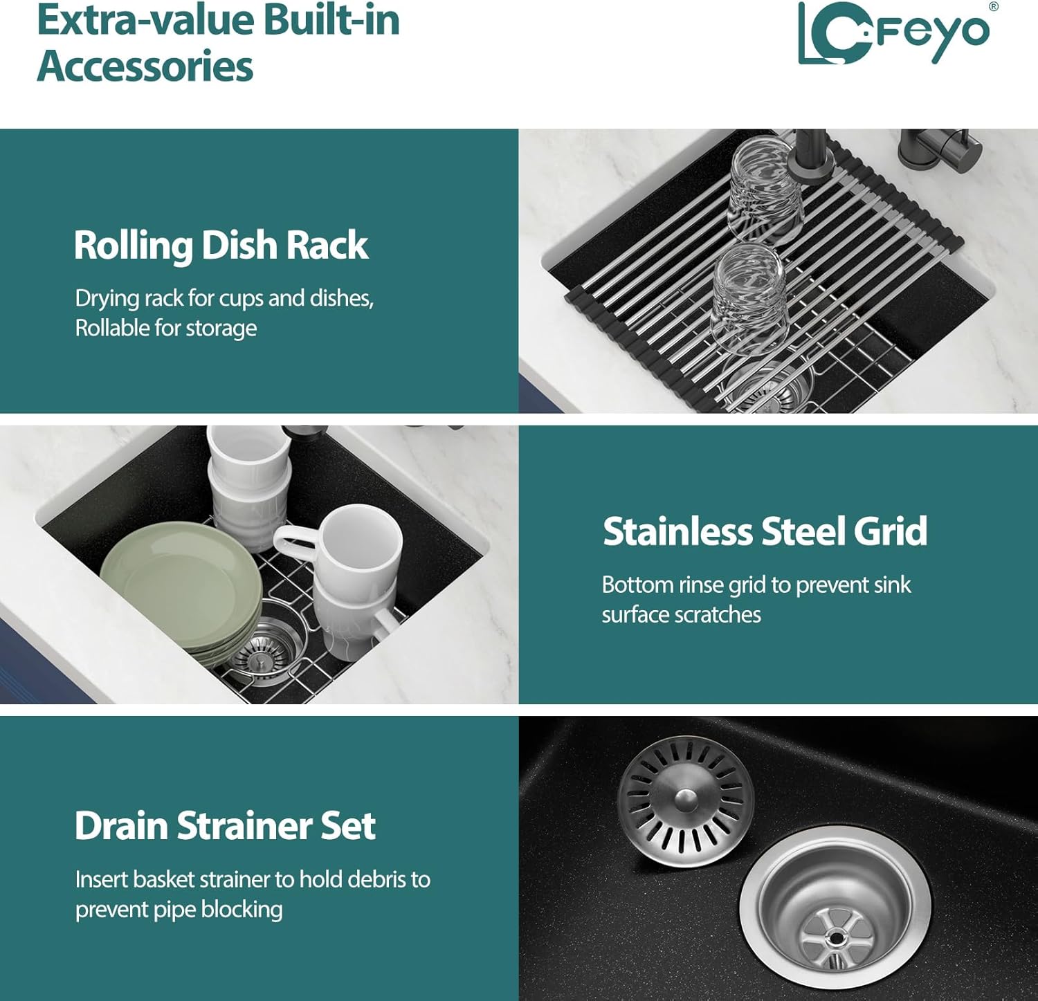 Black Undermount Kitchen Sink 18in x16in  Granite Composite Bar Sink Black Small Granite Sink Undermount Quartz Modern Under Counter Ledge Single Bowl Kitchen Sinks Basin Deep Sink,LOF-Q4542
