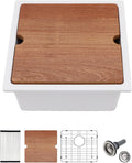 White Undermount Kitchen Sink 18in x18in  Workstation Granite Composite Bar Sink Small Granite Sink Undermount Quartz Modern Under Counter Ledge Single Bowl Kitchen Sinks Basin Deep Sink,LOF-Q8721