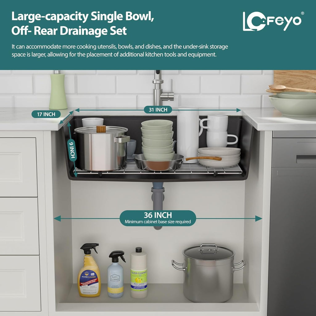Multifunctional 33 Granite Composite Workstation Kitchen Sink with Accessories and Integrated Ledge Modern Undermount Matte Black Granite Quartz Composite Single Bowl Deep Kitchen Sink Basin