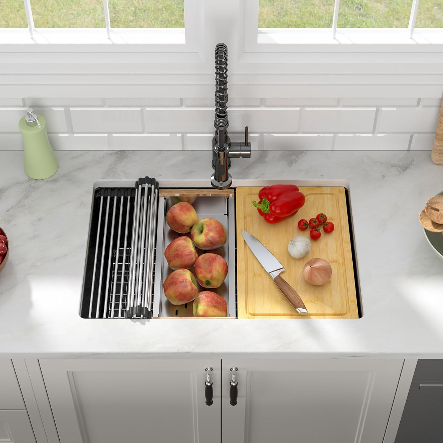 Black Undermount Kitchen Sink 28in x19in  Workstation Granite Composite Quartz Sink Small Granite Sink Quartz Modern Under Counter Ledge Single Bowl Kitchen Sinks Basin Deep Sink,LOF-Q457C
