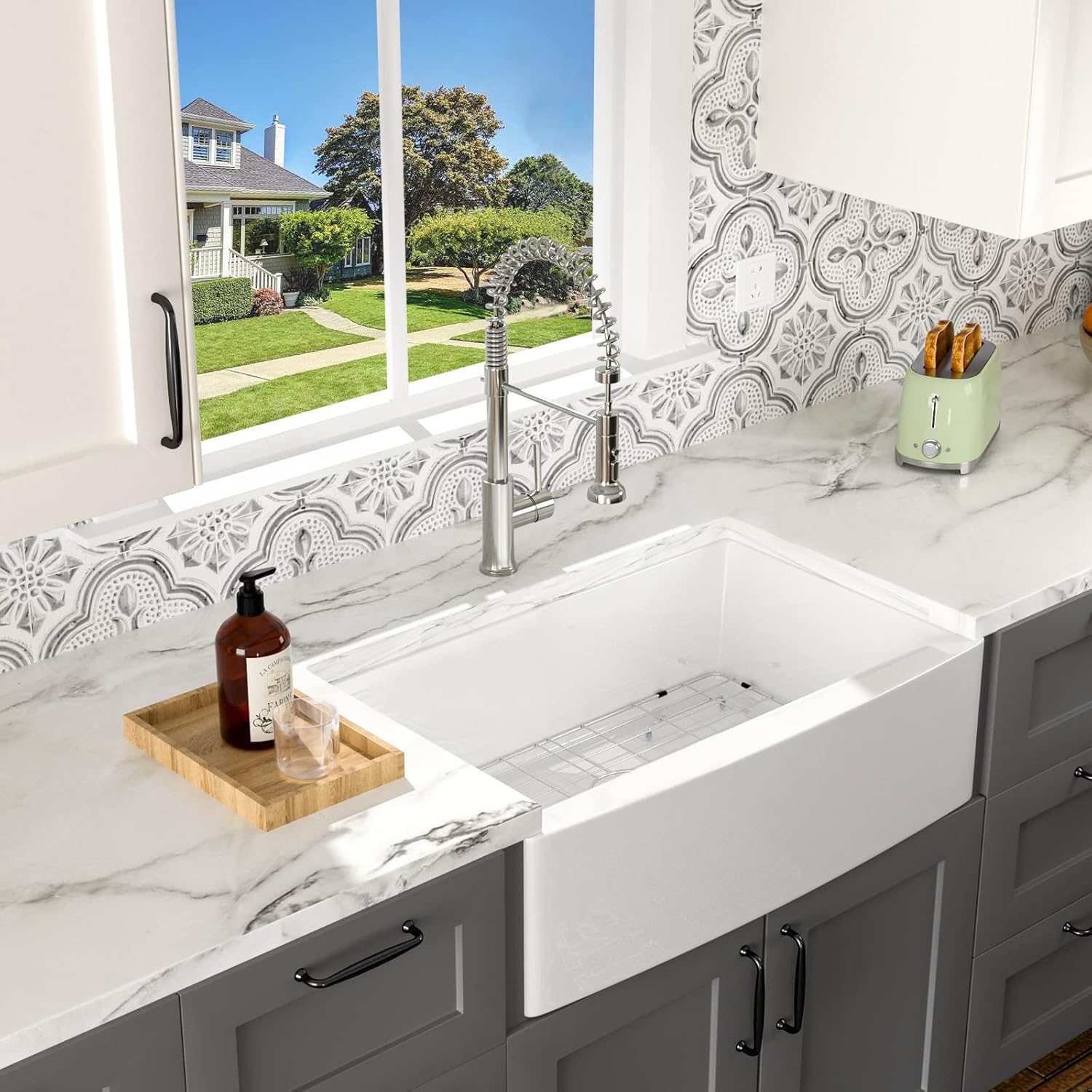 30 White Farm Sink- Lofeyo 30 Inch Kitchen Sink Apron Front White Ceramic Porcelain Fireclay Single Bowl Kitchen Farm Sink Basin
