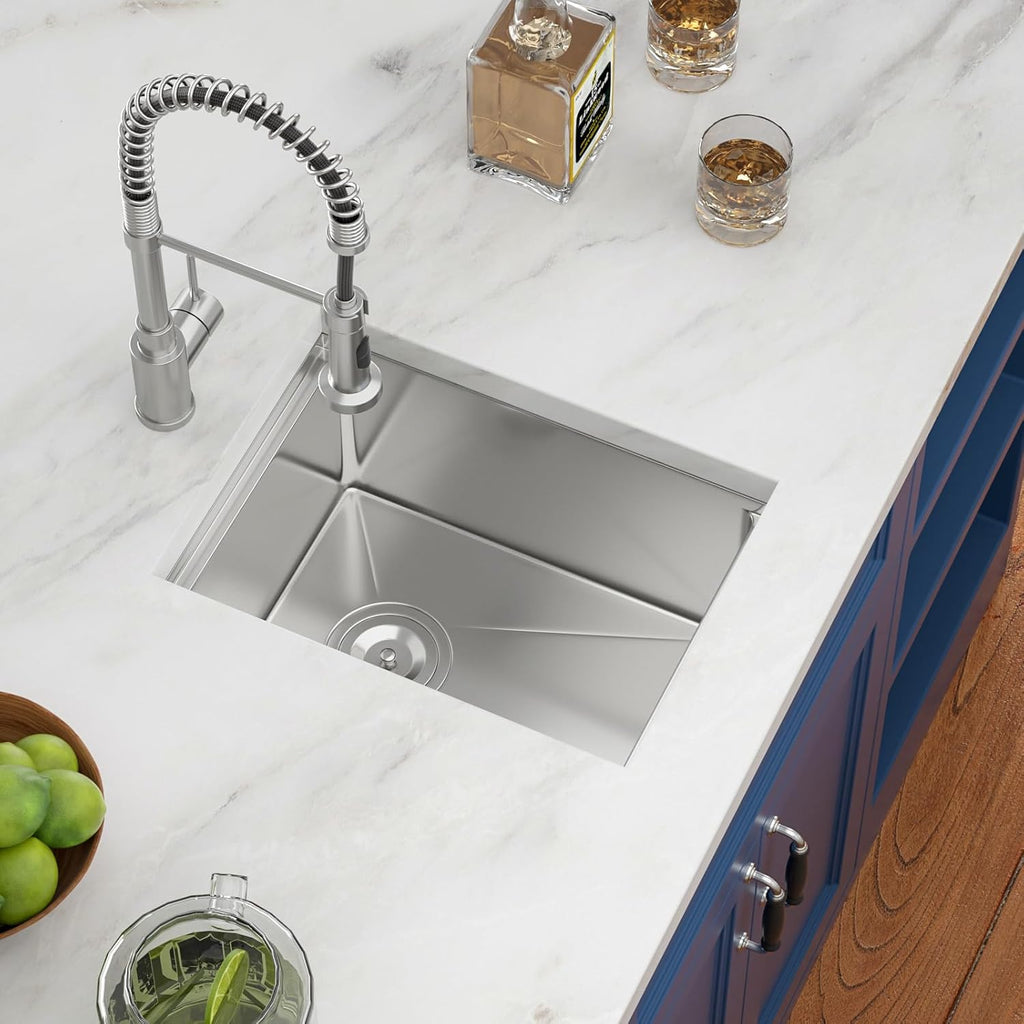 14 x 19 Inch Stainless Bar Sink Undermount Kitchen Bar Prep Sink Workstation 16 Gauge Stainless Steel Single Bowl Under Counter Kitchen Sink Bar Prep RV Sink Basin with Accessories