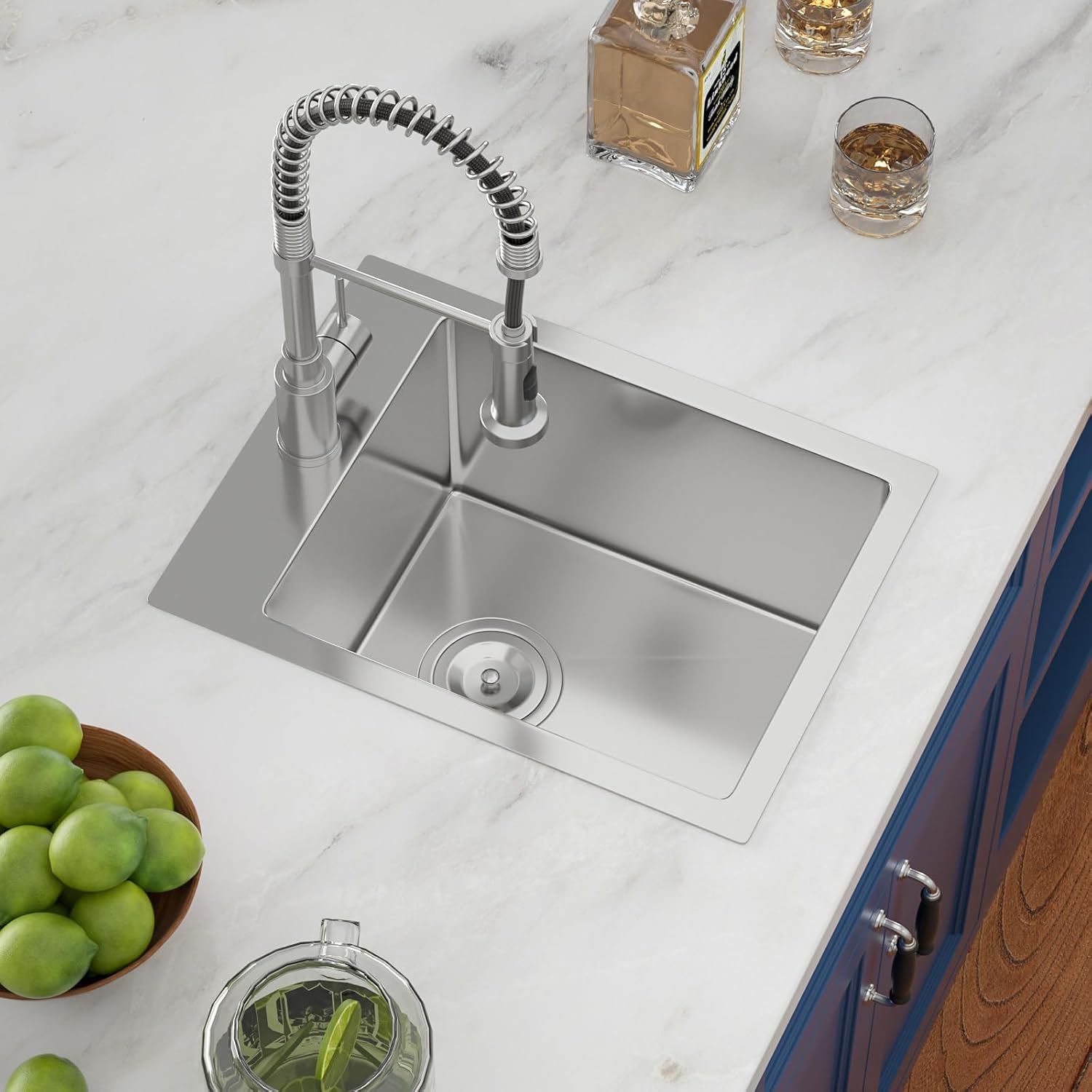 15in  x 20in  Drop In Bar Sink Stainless Bar Prep Sink Drop In Stainless Steel 16 Gauge Single Bowl Deep Topmount Kitchen RV Bar Prep Kitchen Sink Basin