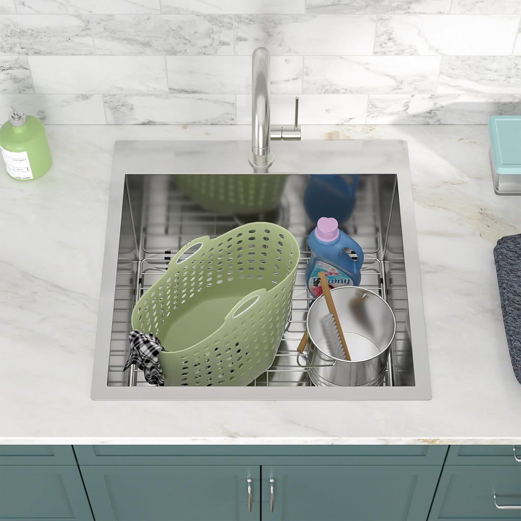 22in  x 22in  x 12in  Laundry Sink Utility Sink Drop in Topmount 16 Gauge Stainless Steel 12in  Deep Single Bowl Deep Laundry Utility Rv Outdoor Sink Basin