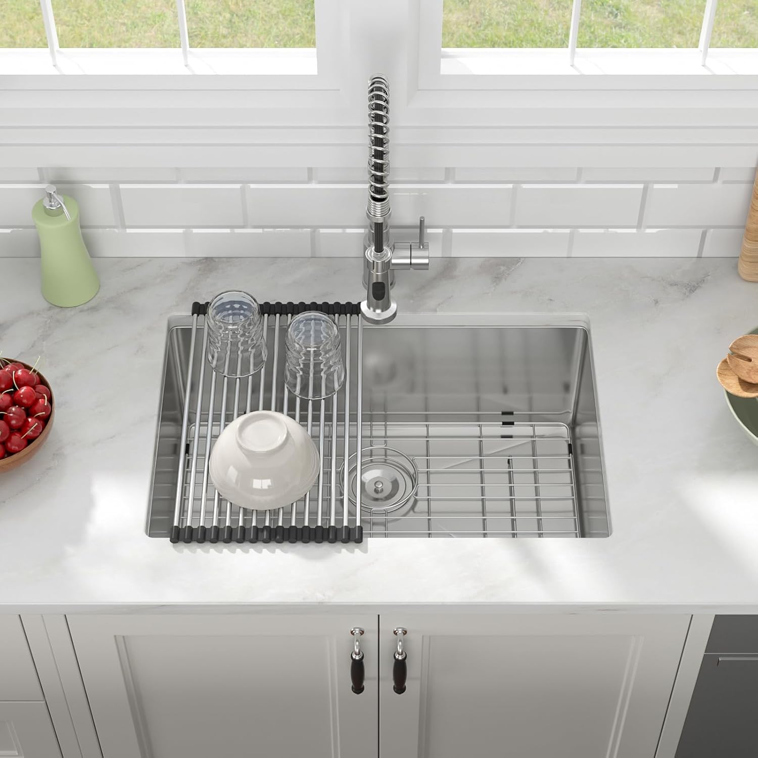 27in  x 18in  Undermount Kitchen Sink 16 Gauge 304 Stainless Steel Handmade Kitchen Sink Single Bowl Under Counter Deep Kitchen Sink Basin