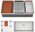 36in x19in  Undermount Kitchen Sink Workstation 304 Stainless Steel 16 Guage Handmade Under Counter Single Bowl Modern Deep Kitchen Sink Basin,LOF-B9993