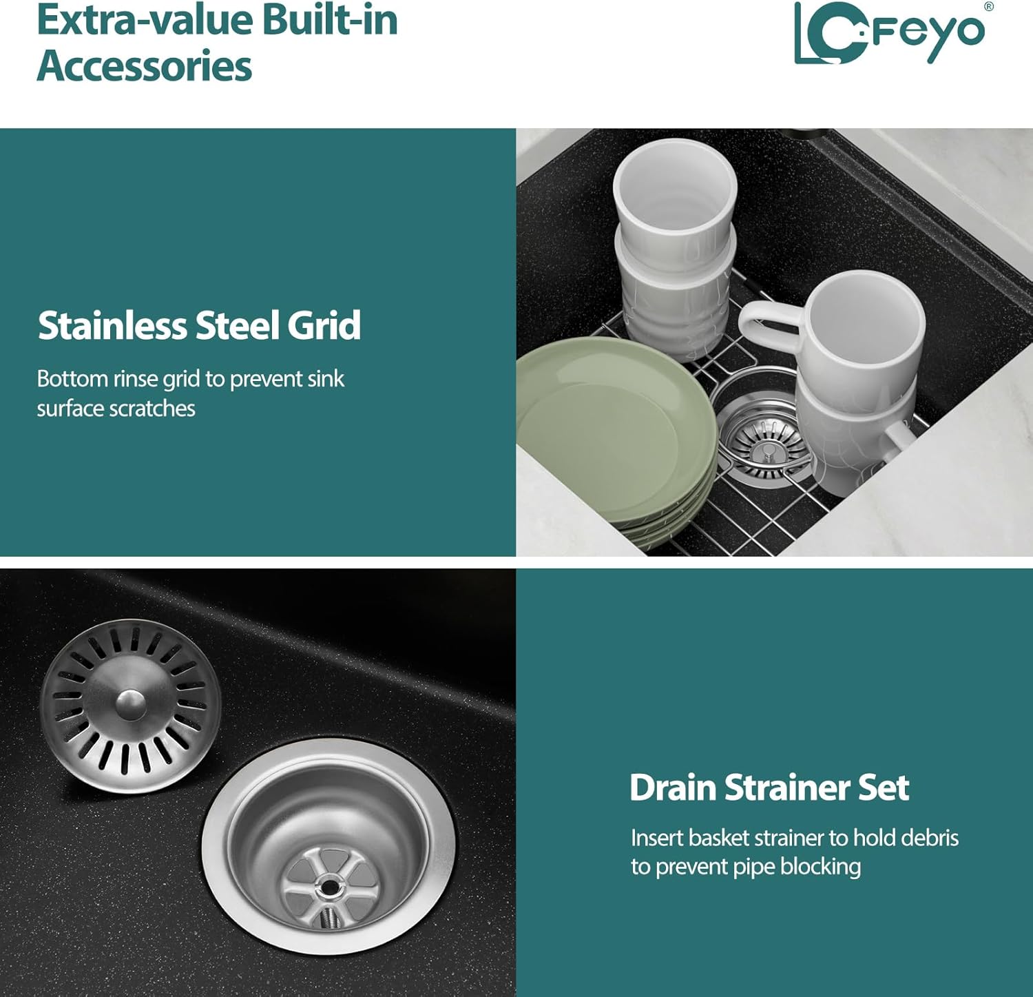 Black Undermount Kitchen Sink 18in x18in  Workstation Granite Composite Bar Sink Small Granite Sink Undermount Quartz Modern Under Counter Ledge Single Bowl Kitchen Sinks Basin Deep Sink,LOF-Q4528