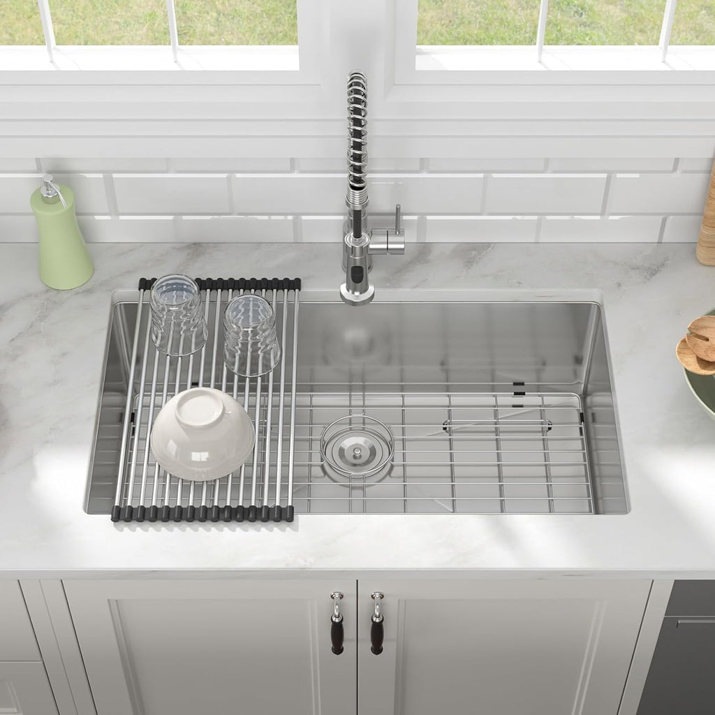 30 inch Undermount Kitchen Sink 30in x18in  Kitchen Sink 16 Gauge Stainless Steel Kitchen Sink Single Bowl Under Kitchen Sinks Modern Sink Deep kitchen Sink Under Counter Sink