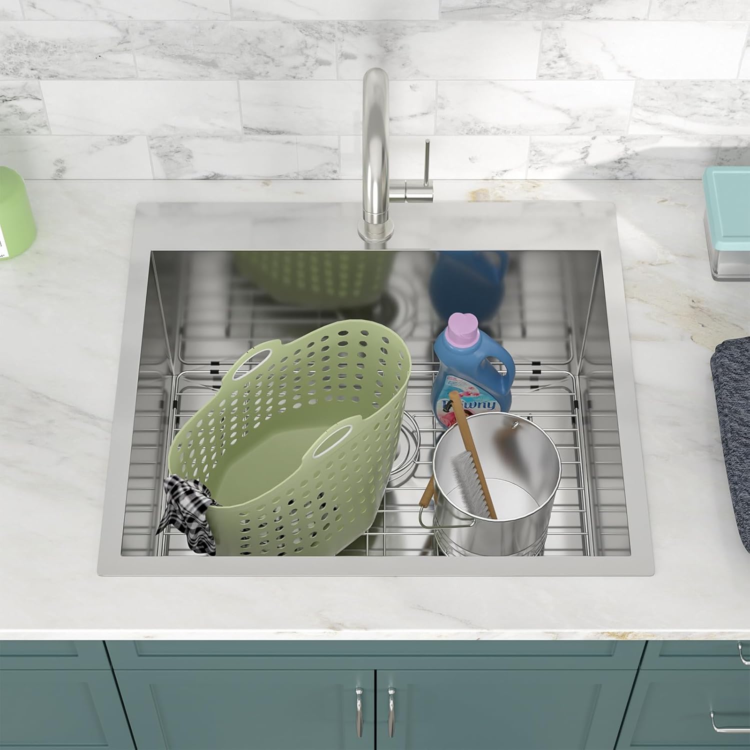 25 Utility Sink Drop in Stainless - Lofeyo 25in  x 22in  x 12in  Laundry Room Sink Topmount 16 Gauge Stainless Steel 12in  Deep Single Bowl Laundry Utility Sink Basin