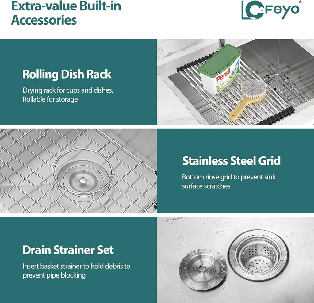 25 Utility Sink Drop in Stainless - Lofeyo 25in  x 22in  x 12in  Laundry Room Sink Topmount 16 Gauge Stainless Steel 12in  Deep Single Bowl Laundry Utility Sink Basin