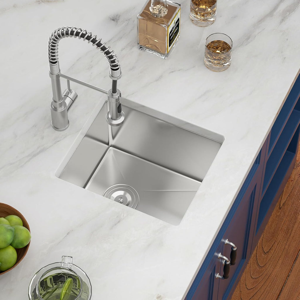 15in x17in  Stainless Bar Sink Undermount Wet Bar Prep Sink Stainless Steel 16 Gauge Single Bowl Deep Under Counter Outdoor RV Camper Garage Kitchen Sink Basin
