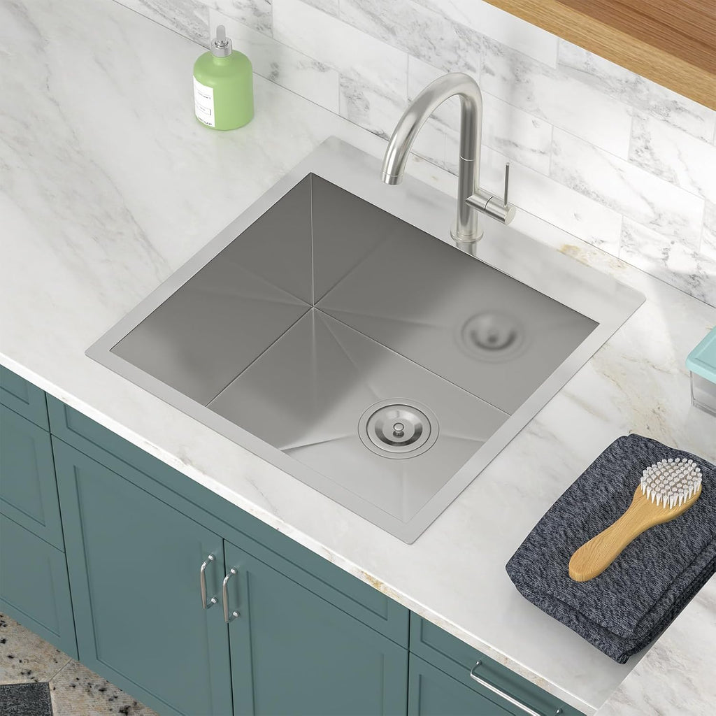 22in  x 22in  x 12in  Laundry Sink Utility Sink Drop in Topmount 16 Gauge Stainless Steel 12in  Deep Single Bowl Deep Laundry Utility Rv Outdoor Sink Basin