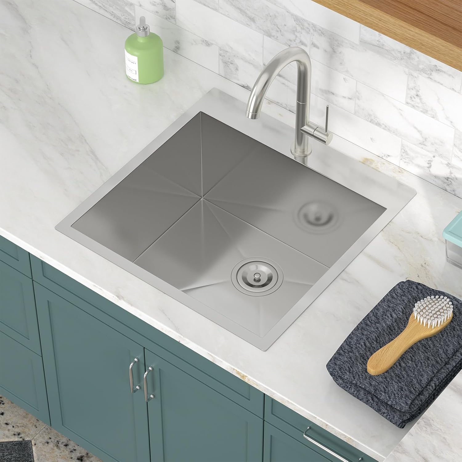 22in  x 22in  x 12in  Laundry Sink Utility Sink Drop in Topmount 16 Gauge Stainless Steel 12in  Deep Single Bowl Deep Laundry Utility Rv Outdoor Sink Basin
