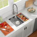 23in x19in  Kitchen Sink Undermount Small Wet Bar Sink Workstation 16 Gauge 304 Stainless Steel Handmade Contemporary Ledge Single Bowl Deep Sink