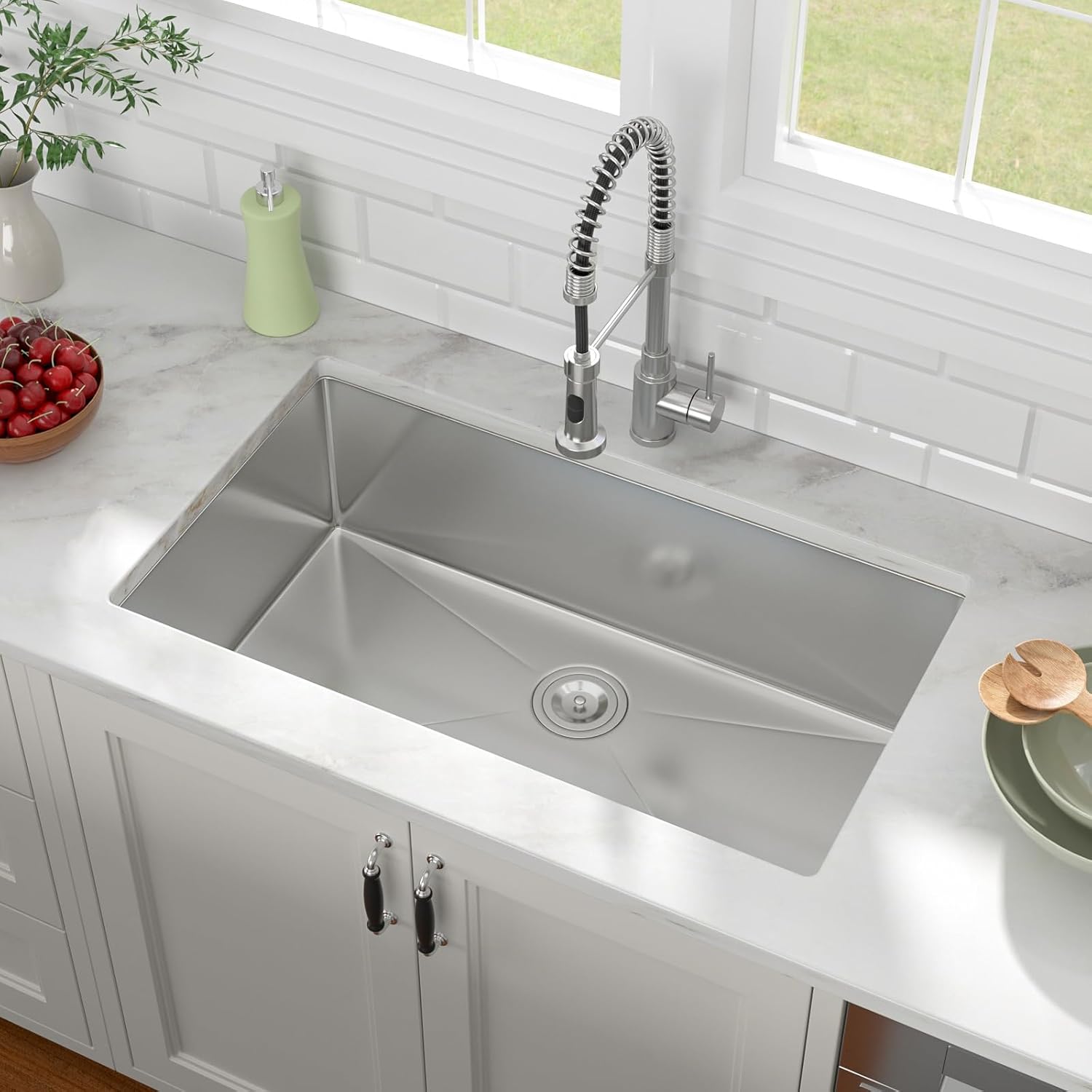 30 inch Undermount Kitchen Sink 30in x18in  Kitchen Sink 16 Gauge Stainless Steel Kitchen Sink Single Bowl Under Kitchen Sinks Modern Sink Deep kitchen Sink Under Counter Sink