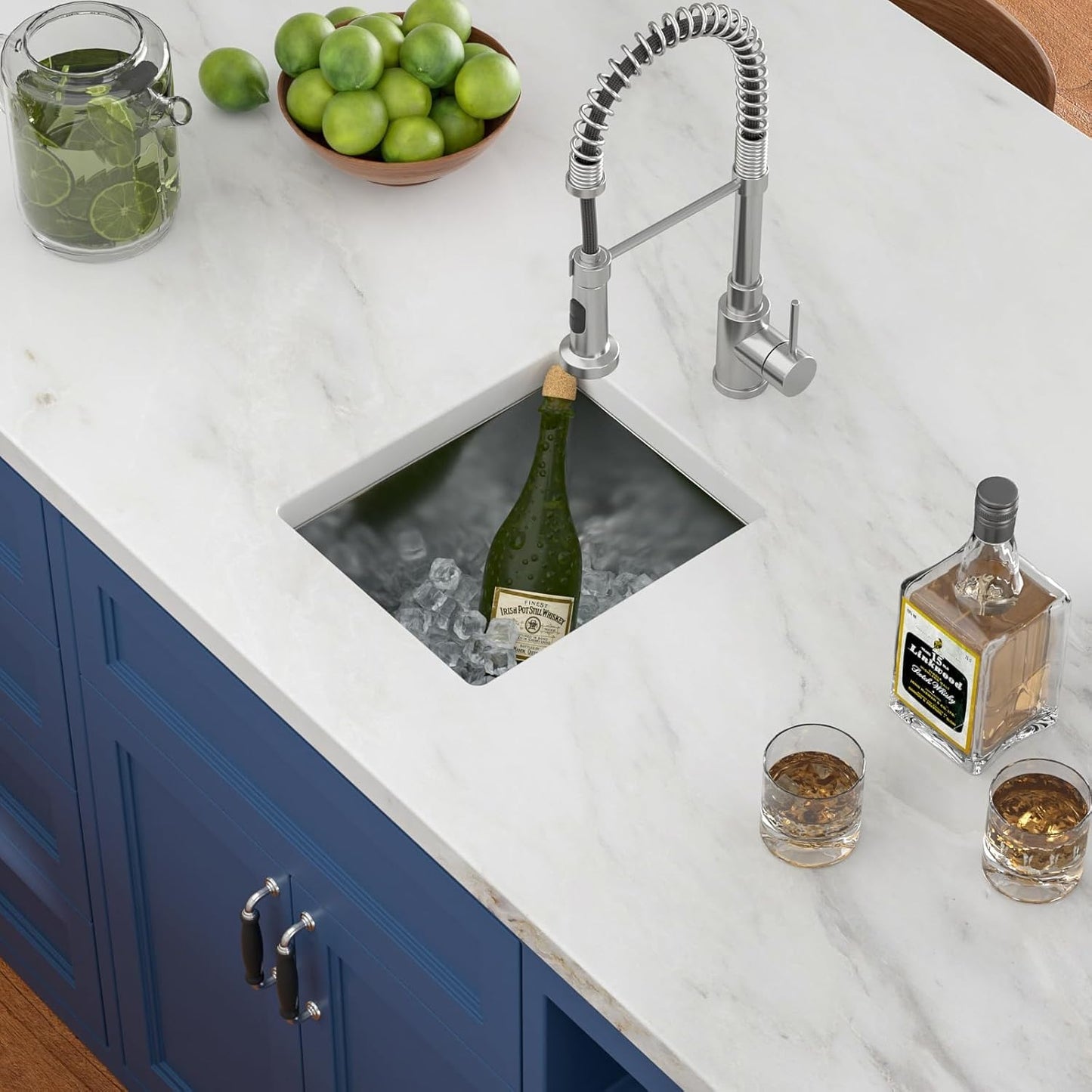 13in  x 15in  Bar Sink Undermount Kitchen Bar Sink Stainless Steel 16 Gauge Single Bowl Deep Undermount Bar Prep Sink Basin Rv Outdoor Garage