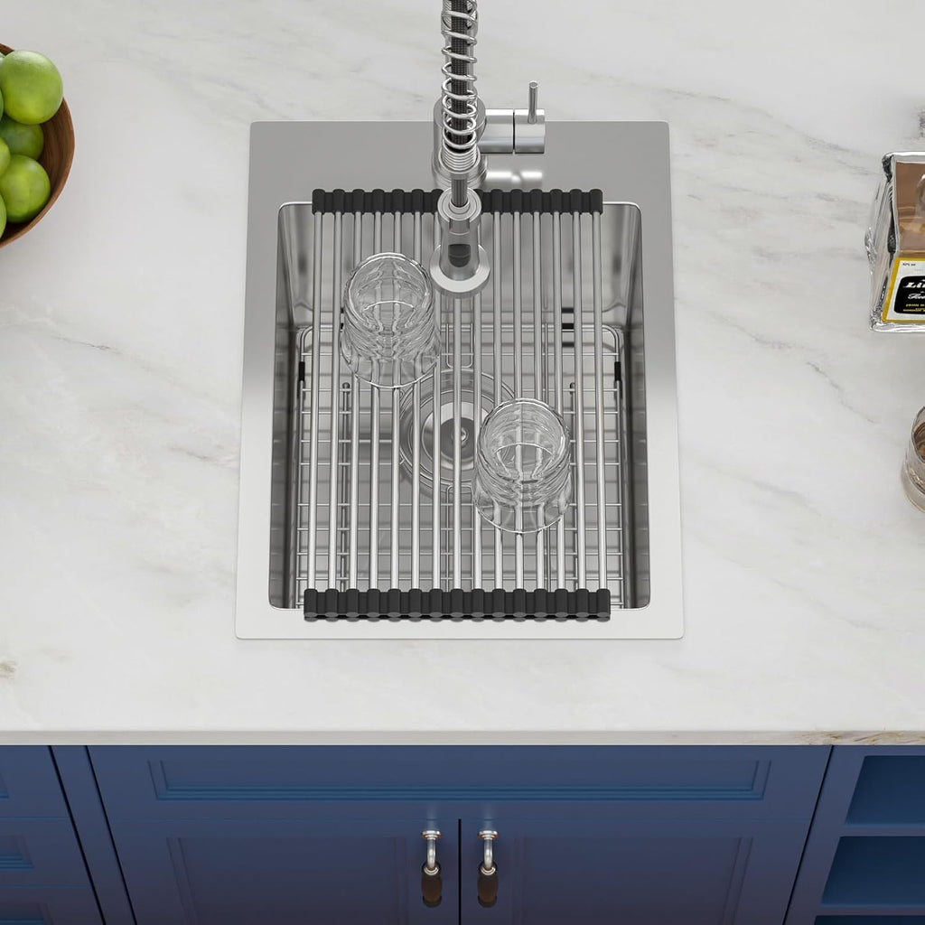 15in  x 20in  Drop In Bar Sink Stainless Bar Prep Sink Drop In Stainless Steel 16 Gauge Single Bowl Deep Topmount Kitchen RV Bar Prep Kitchen Sink Basin