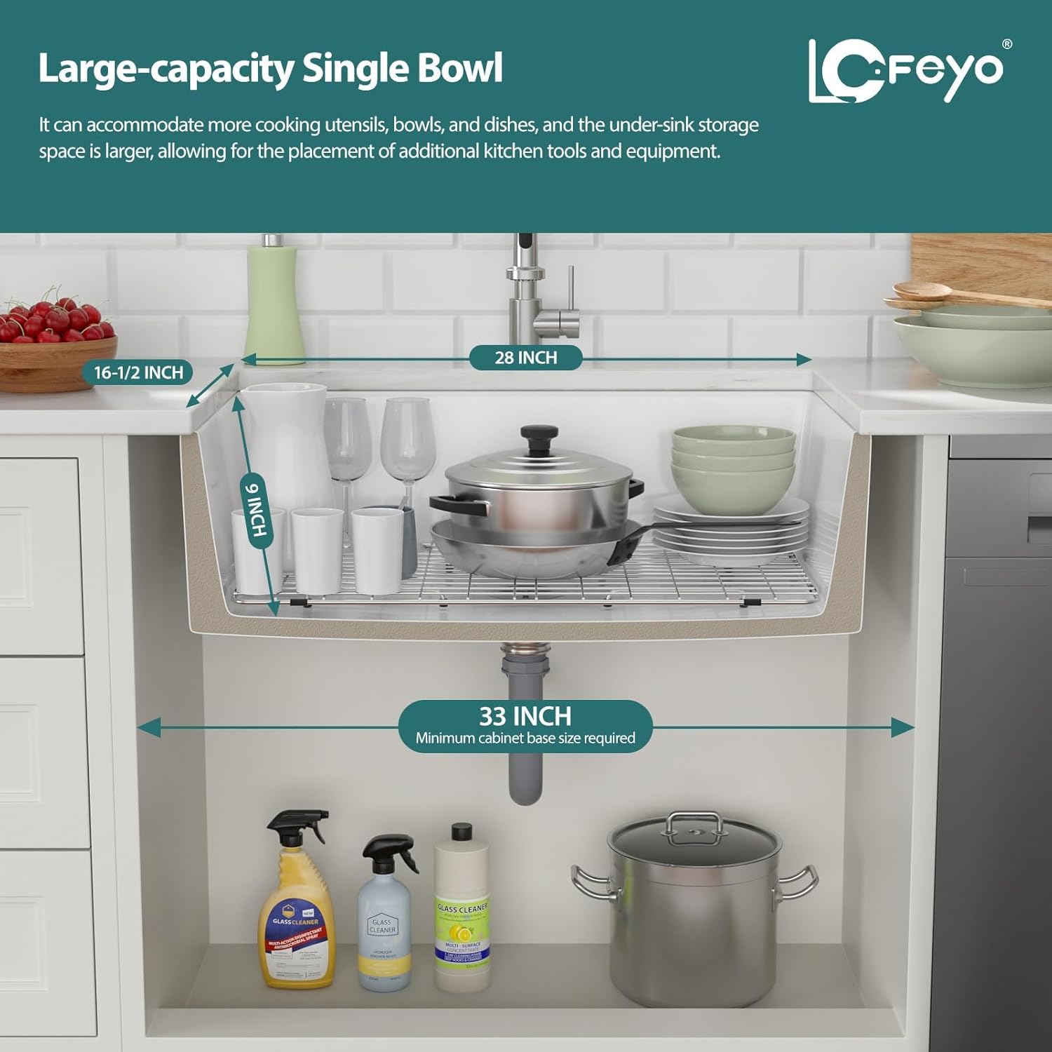 30in x18in  White Farmhouse Sink Lofeyo Dual Mount 30 Inch Farm Sink Fireclay Apron Front Rectangular Single Bowl Deep Kitchen Sinks Farm Barn Kitchen Sink Modern Accessory Kit Included,Lof-LWFS3018S
