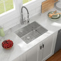 23in  x 18in  Undermount Sink 304 Stainless Steel 16 Gauge Single Bowl Deep Kitchen Sink Undermount Bar Prep Rv Outdoor Garage Handmade Modern Sink Basin